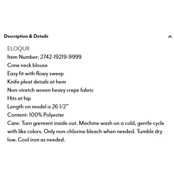 Eloquii Pleated Hem Top Size 20 in Potting Soil* - Picture 7 of 7